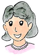 はりきってる表情の女性のイラスト