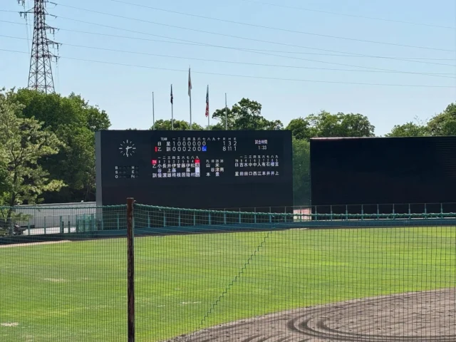 【硬式野球部】
令和7年度春季京都府高等学校野球大会
2次戦　1回戦
VS 日星　8-1 ◯  7回コールド

勝てば夏の大会のシード権を得ることができる大一番。
今大会から応援にスピーカーを導入し新たな応援で選手の背中を後押しします。

先発は前戦に引き続き2年丸本が先発。初回に相手の4番に先制タイムリーを打たれて点を奪われた。
攻撃では序盤からチャンスは作るも1本が出ない展開。
4回に藤居（2年）の犠牲フライで追いつき、続く伊藤陸（2年）のタイムリーで逆転に成功。
丸本→渡辺（2年）が7回まで1点に抑え、その裏に井上雄（2年）、伊藤柊（2年）のタイムリーや相手のミスなどで一挙6点取り7回コールドが成立。準々決勝へ駒を進めた。

これで夏のシード権を獲得しました。

次戦5/10（土）　わかさスタジアム京都
準々決勝　　VS龍谷大平安

#乙訓高校
#硬式野球部
#甲子園への道
