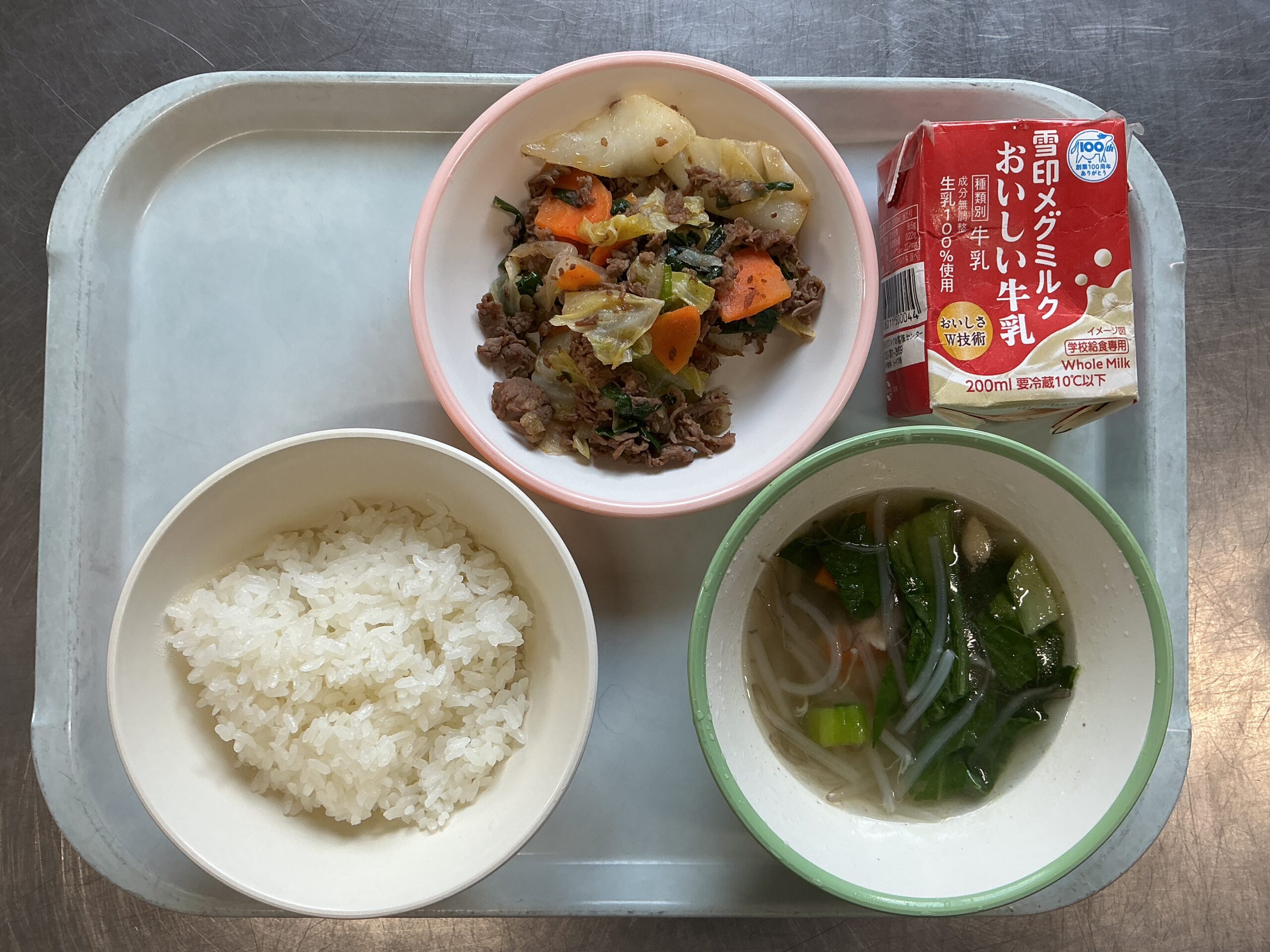 5月13日(水)の給食：プルコギ、トッポギ入りスープ