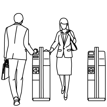 駅の改札を通るイメージイラスト